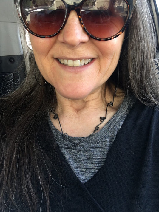 Heading into town today wearing a Wave Necklace and Large Hoop earrings!
