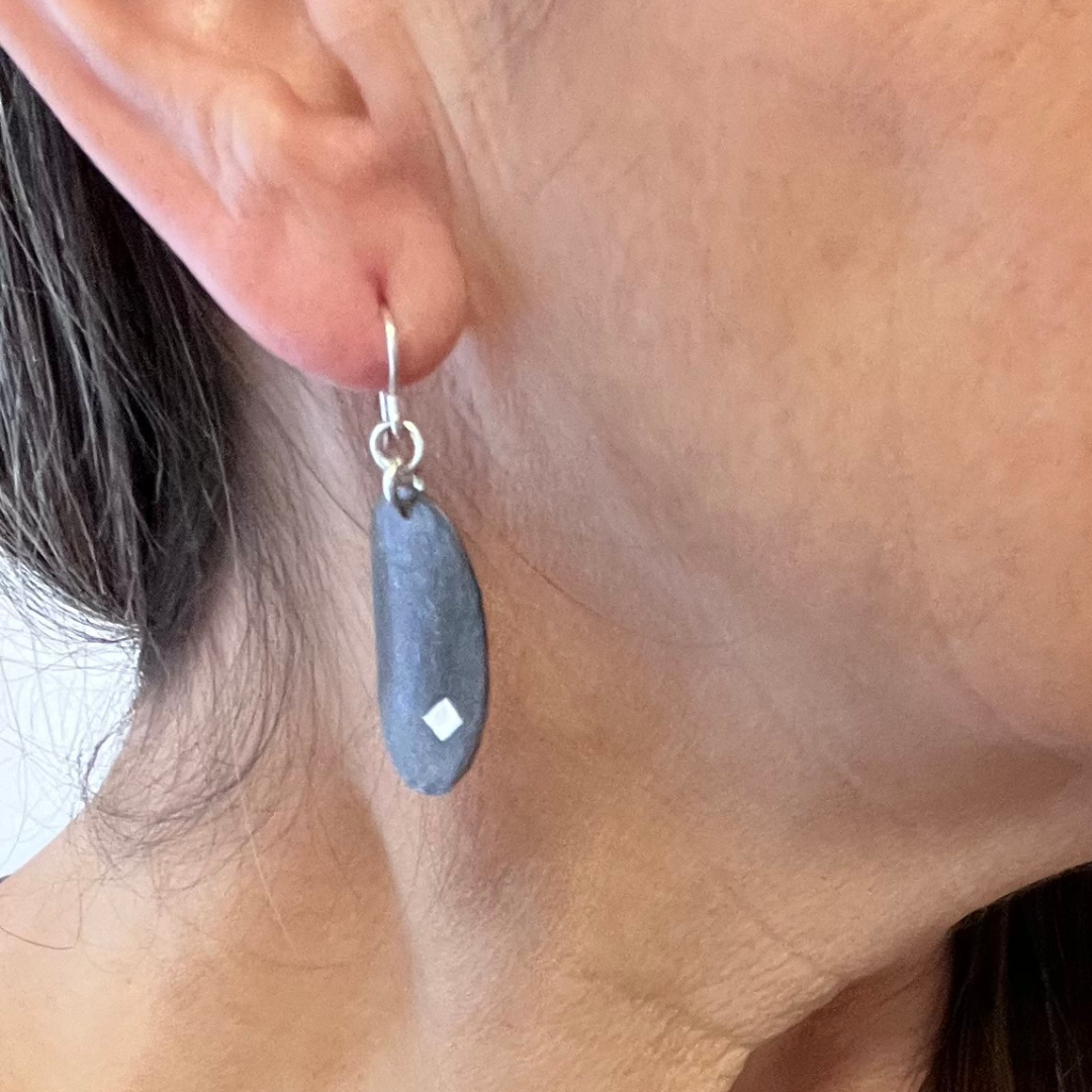 Black and silver oval Earrings