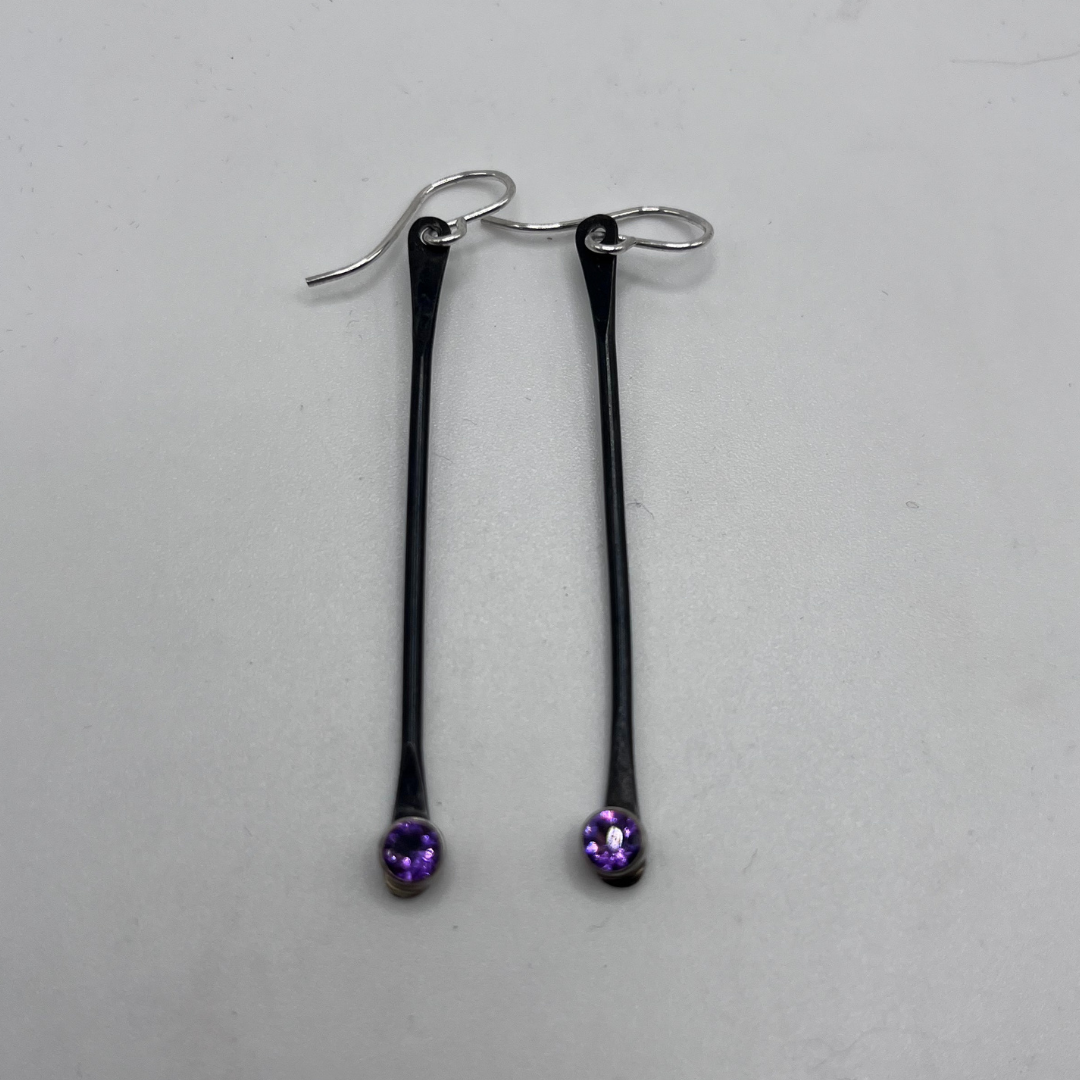 Increment Earrings with Purple Amethyst