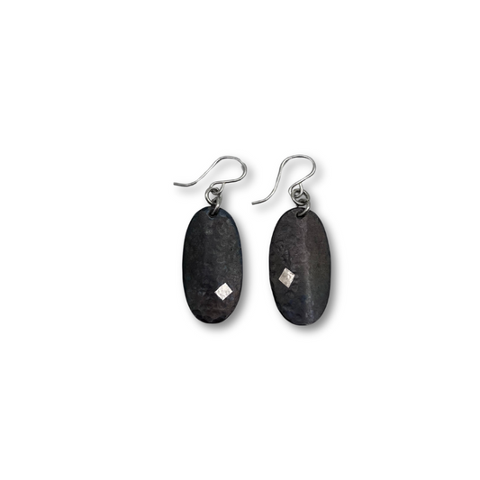 Black and silver oval Earrings
