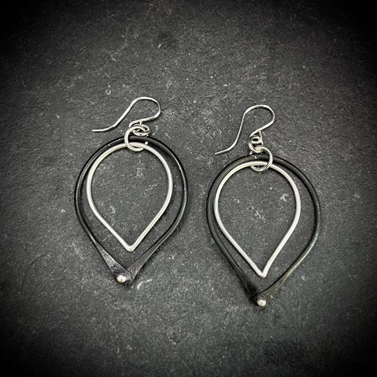 Double Black and Silver Earrings