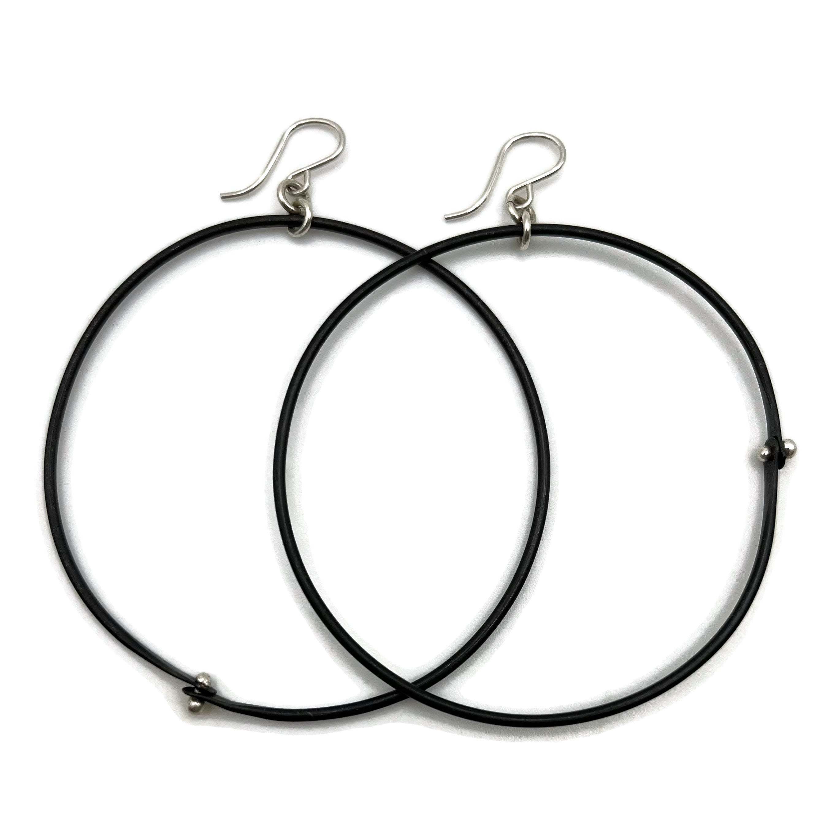 X Large Black Hoop Earrings