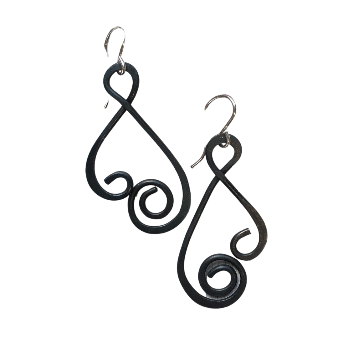 Ornamental Black Steel Earrings